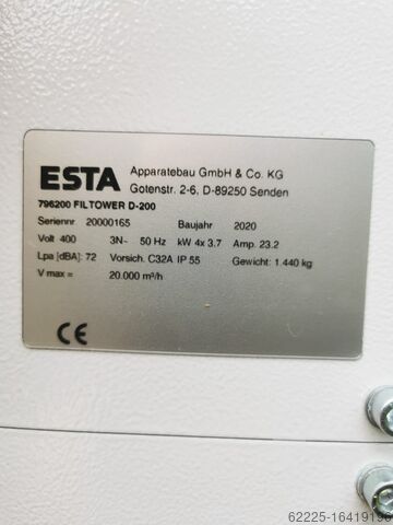 Ventilatietoren , filterventilatie ESTA FILTOWER D-200
