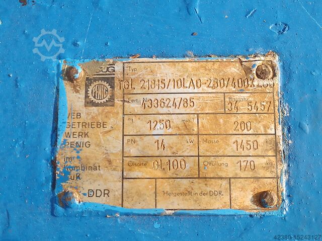 Industriële tandwielkasten Kegelwielkasten Flender ASUG PENIG TGL 21815 10LA0-280/400x200