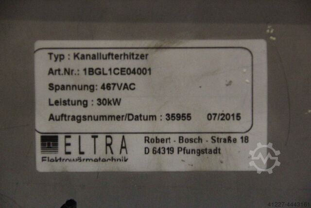 Opvarmning af hallen 30 kW elektrisk Eltra 1BGL1CE04001