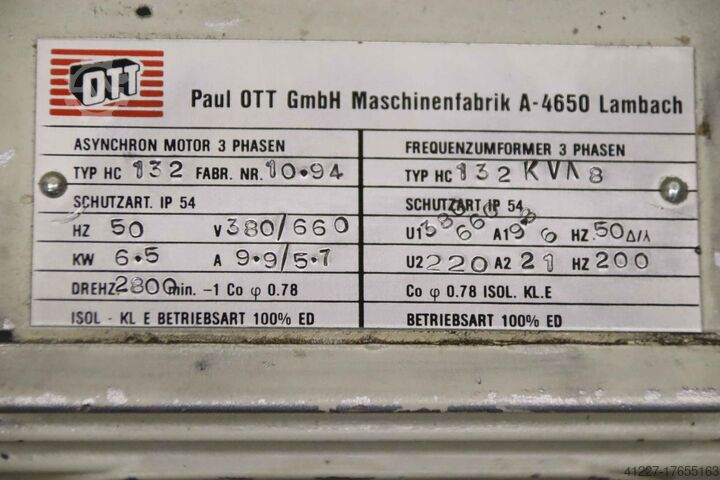 Convertisseur de fréquence 220 V 200 Hz 6,5 kW OTT HC132