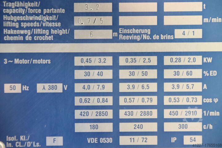 Crane chassis with electric wire rope hoist 3.2 to Abus GM1032FD