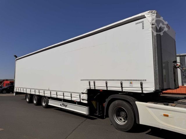 Alacsony rakfelületű félpótkocsi FLIEGL SDS 350 Schiebeplane+Verdeck XL SAF 20.900Km