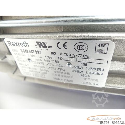 Rexroth Motor Rexroth 3SIEK63-4C2/339 MNR 3842547992 Getriebe SN: 754B17355492