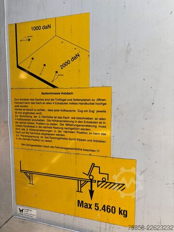 Chassis intercambiável com plataforma e lona Wecon Jumbo XXL Innen 3090 mm Hubdach Verzinkt