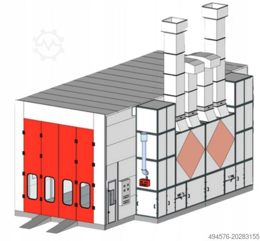 Cabine de peinture 12x5x5 m avec soubassement ABC-Group