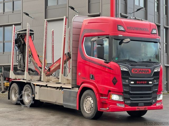 Tomruk kamyonu SCANIA R580 6x4 Kurzholz LKW mit Epsilon M12Z 83