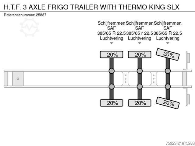 Refrigerated/frozen transport H.T.F. 3 AXLE FRIGO TRAILER WITH THERMO KING SLX