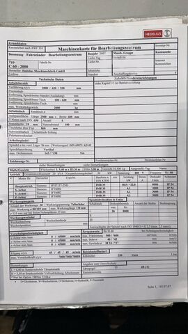 Centro de usinagem CNC - coluna móvel HEDELIUS C60 - 2000