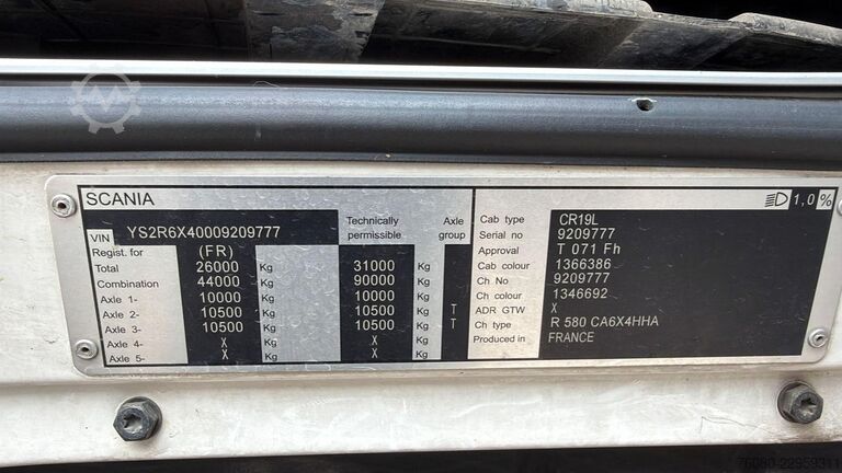 Standard-SZM Scania R580 (EURO 6 / FRENCH TRUCK / BIG HUB / 6X4 / T...
