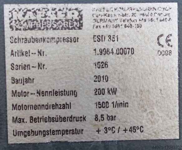 Compresor de tornillo ESD351 Kaeser Kaeser ESD351