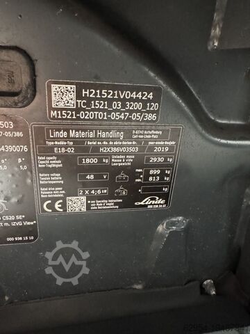 Elektrische vorkheftruck 3 wielen Linde E 18-02 EVO Triplex ZVG