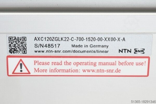 Lineární osa s pohonem ozubeným řemenem NTN SNR AXC120ZGLK22-C-700-1520-00-XX00-X-A