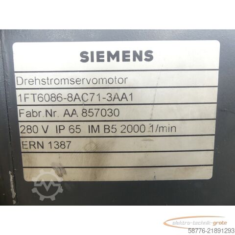 Vezérlőegység Siemens 1FT6086-8AC71-3AA1 Servomotor SN: AA857030