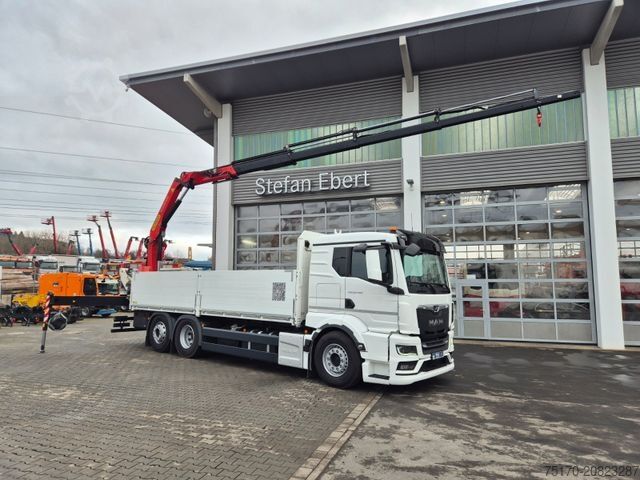 Φορτηγό με επίπεδη καρότσα MAN TGS 26.470 6x2-4 LL Palfinger PK19.001 SLD5 Funk