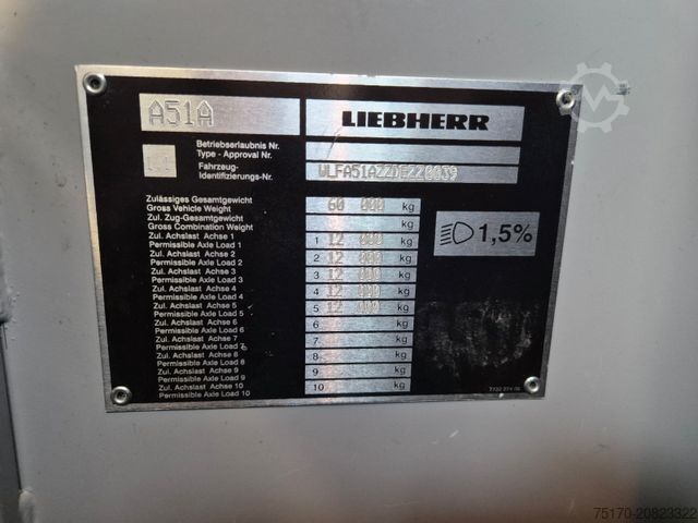 Truck mounted crane LIEBHERR LTM 1100-5.2 10x6 13.150h Klappspitze