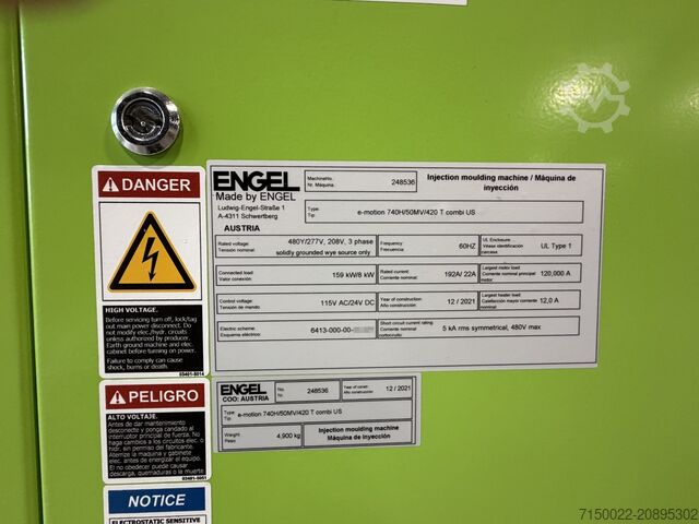 Two shots injection molding machine ENGEL e-Motion 740H / 50MV / 420 T Combi US