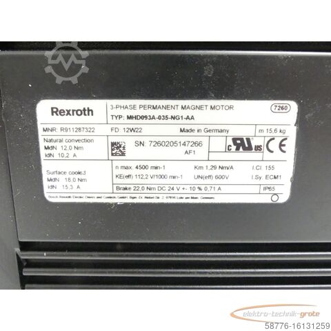 Control unit Rexroth MHD093A-035-NG1-AA MNR: R911287322 SN:7260205147266 - ! -