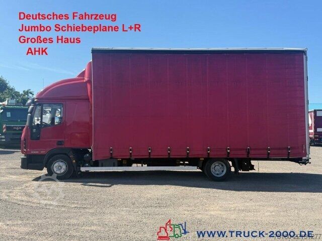 Flaklastbil med kapell Iveco 80E22 Jumbo Schiebeplane L+R Gr. Haus AHK Klima