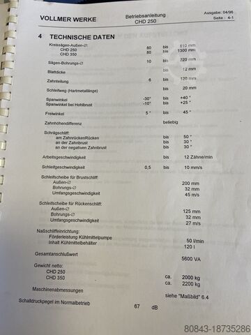 Slibemaskine til savklinger Vollmer CHD 250 R2