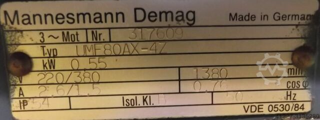 Gearmotor 0,55 kW 110 o / min Demag UMF80AX-4Z