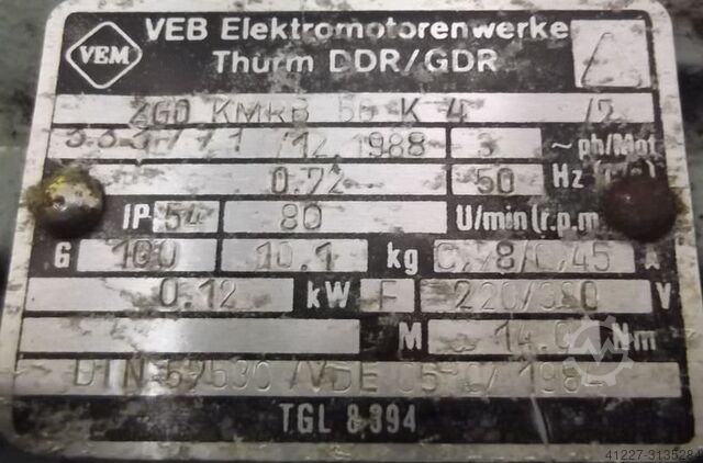 Motorreductor 0,12 kW 80 rpm VEB ZGOKMRB56K4