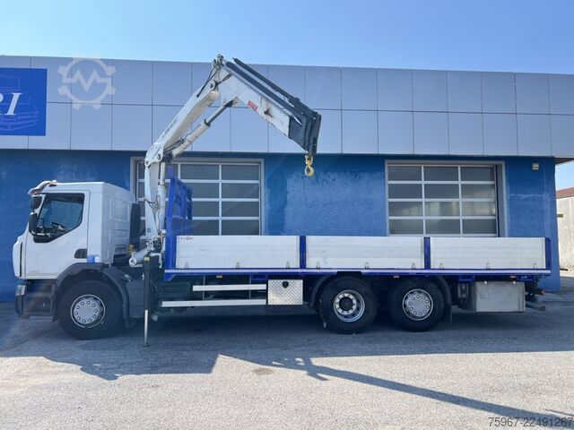 Lastbil med fast lad og kran Renault Premium 340
