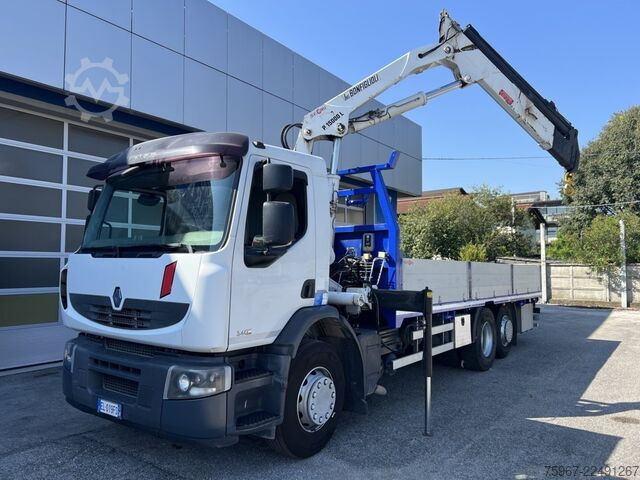 Lastbil med fast lad og kran Renault Premium 340