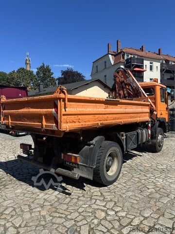 Tre-vejs tippevogn man ME 18.250,4x4, 3-S-Ki.,Atlas-Kran 105.2, AHK