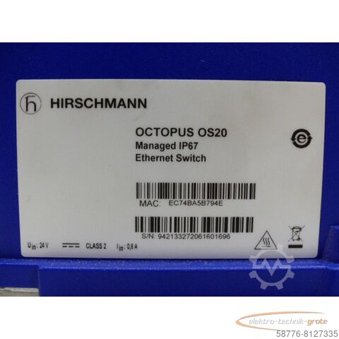 Hirschmann component Hirschmann OCTOPUS OS20-002000T5T5T5-TBBY999GMSE3S Ethernet Switch