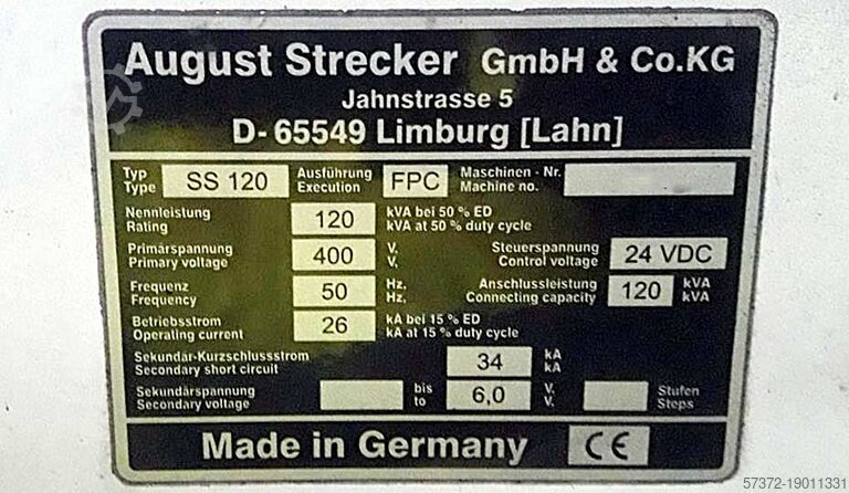 Μηχανή σύντηξης άκρων Strecker SS 120 FPC