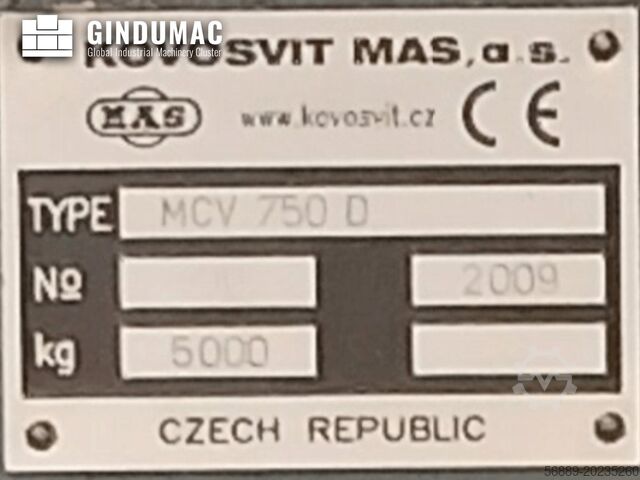 Vertikální obráběcí centrum KOVOSVIT MAS MCV 750 Speed