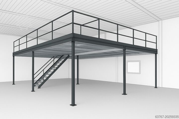 Skladová plošina | Ocelová plošina | Mezanin ab 20 m² und größer, Traglast: 250 kg/m² | 4,0 x 5,0 m | Lichte Höhe: 3,0m