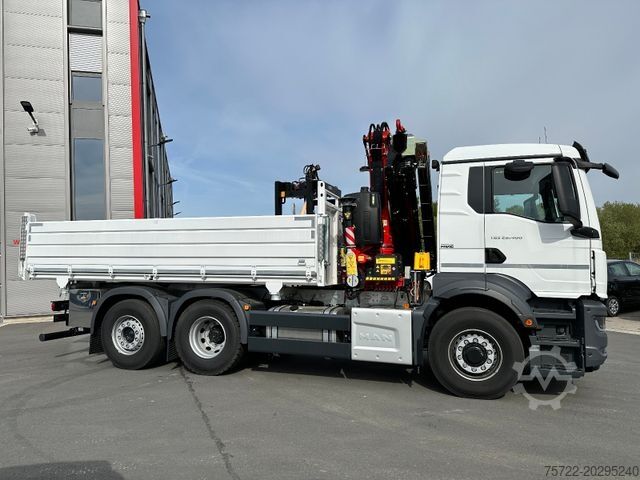 Driezijdige kipper MAN TGS 26.440 6x2H-4 KRAN FASSI F195A.2.24