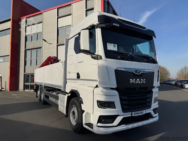 Düz kasa kamyon MAN TGX 26.470 BL 6x2-4 Pritsche mit FassiF235 Kran