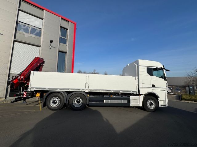Düz kasa kamyon MAN TGX 26.470 BL 6x2-4 Pritsche mit FassiF235 Kran