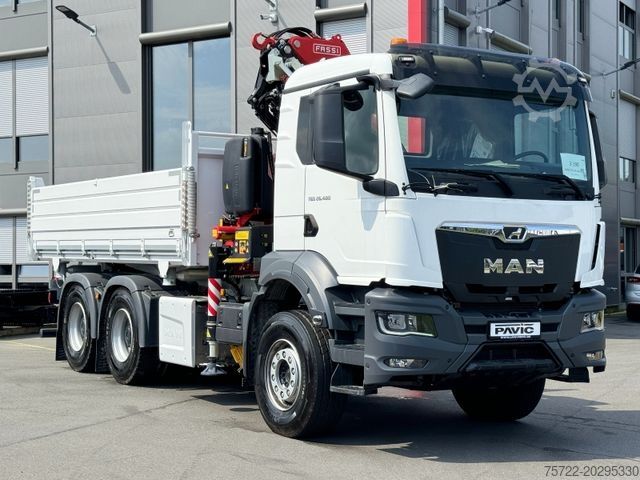 Camion-benne tricar MAN TGS 26.480 6x4 Krankipper Fassi/SOFORT VERFÜGBAR