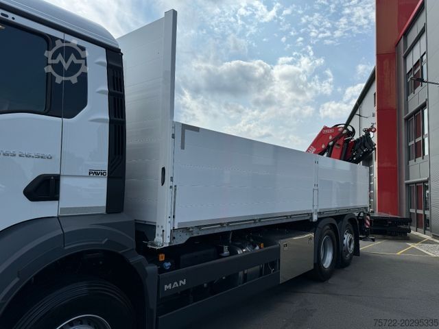 Platós teherautó MAN TGS 26.480/520 6x2-4BL LADEKRAN FASSI/ PALFINGER
