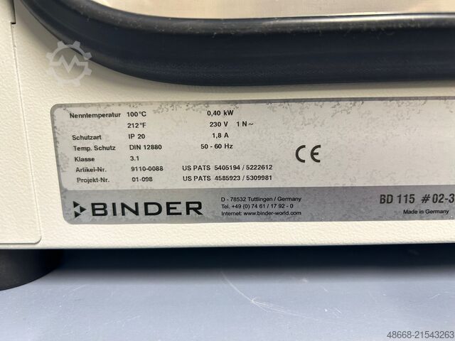 Drying cabinet incubator warming cabinet Binder BD 115