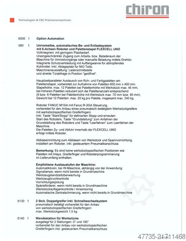 CNC mašinski centar sa robotom CHIRON FZ 15 WM HS
