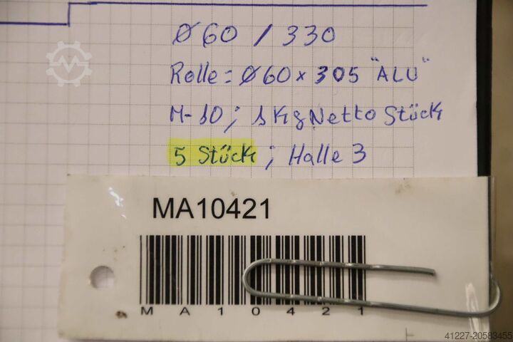 Transportbåndruller Transportruller unbekannt Ø 60 x 305 mm