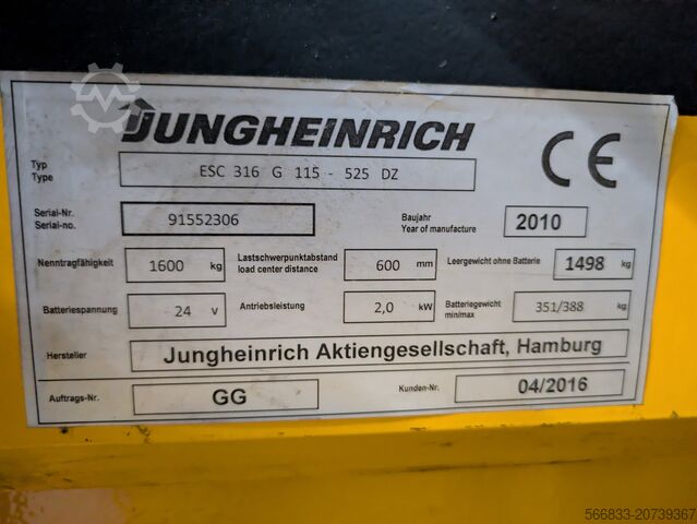 Στοίβαξη παλετών Jungheinrich ESC 316 G 115 - 525 DZ