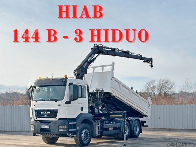 Tipper truck MAN TGS 26.400 * HIAB 144 B - 3 HIDUO + FUNK * 6x4