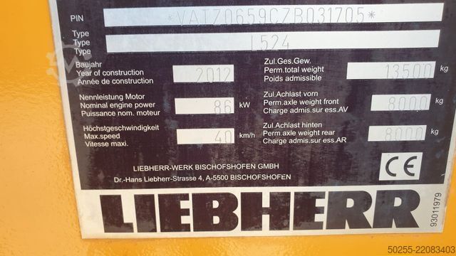 Φορτωτής με ελαστικά LIEBHERR L 524 kein 514 538 TipTop sehr gute Ausstattung
