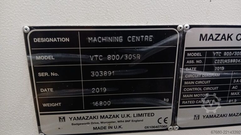 CNC 5-Achs Vertikal-Bearbeitungszentrum Mazak VTC-800/30SR