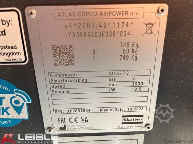 Otro ATLAS_COPCO Kompressor XAS58-7G*2xHammer+Erdrakete*Neuwertig