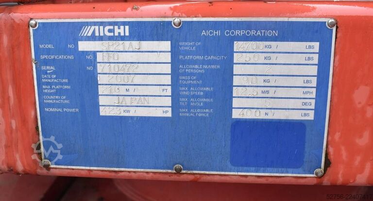 Plate-forme télescopique Aichi SP 21 AJ