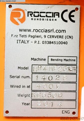 Plate Bending Machine - 4 Rolls ROCCIA HR4WE 2510