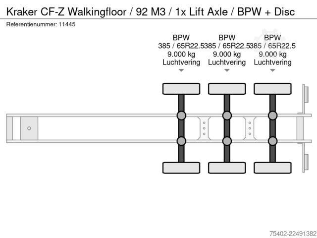 Pokretni sprat Kraker CF-Z Walkingfloor / 92 M3 / 1x Lift Axle / BPW ...