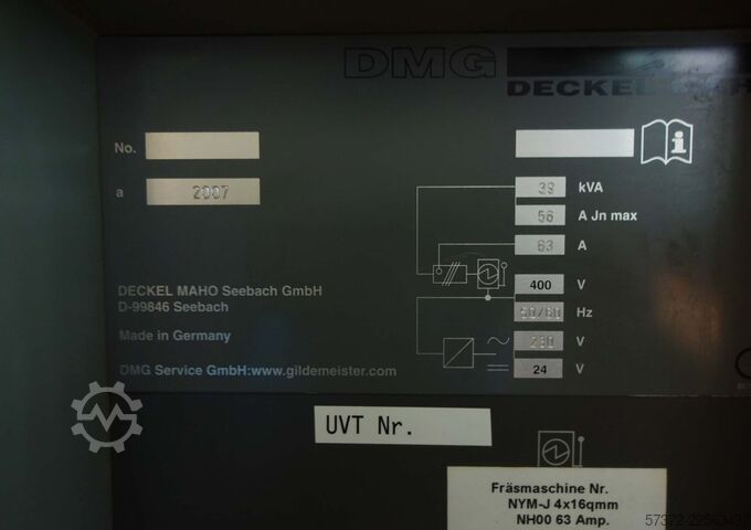 Függőleges CNC megmunkálóközpont Deckel Maho DMC 64V linear