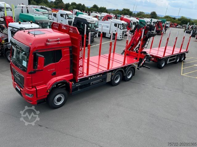 Houttransportwagen MAN TGS 33.510 BB 6x6/PLATTFORM/KRAN EPSILON Q150Z